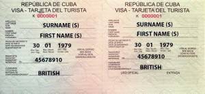 Cuba tourist card example, cuba visa